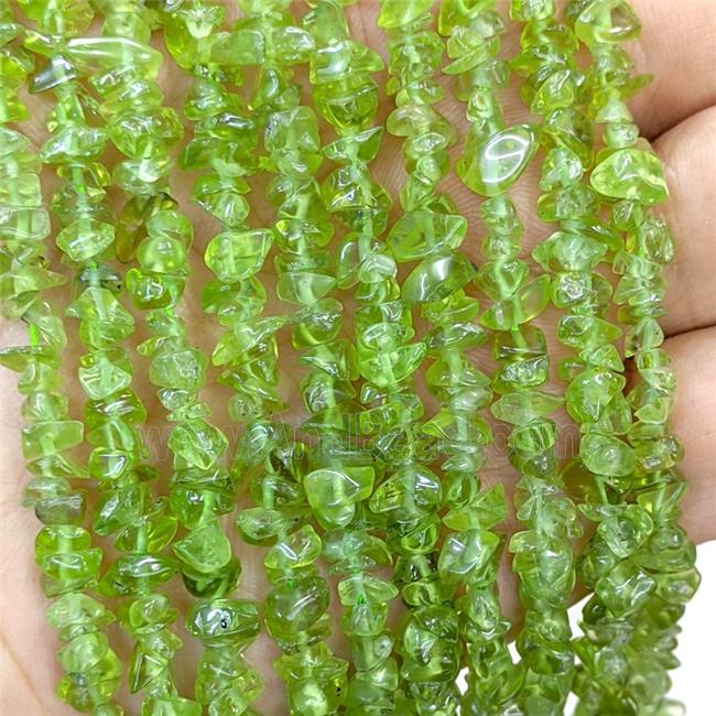 Natural Green Peridot Chip Beads Freeform