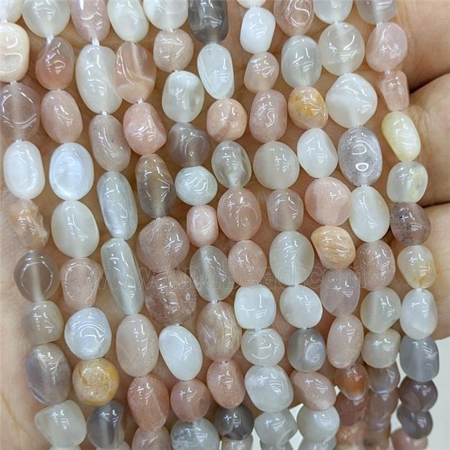 Natural Moonstone Chip Beads Multicolor Freeform