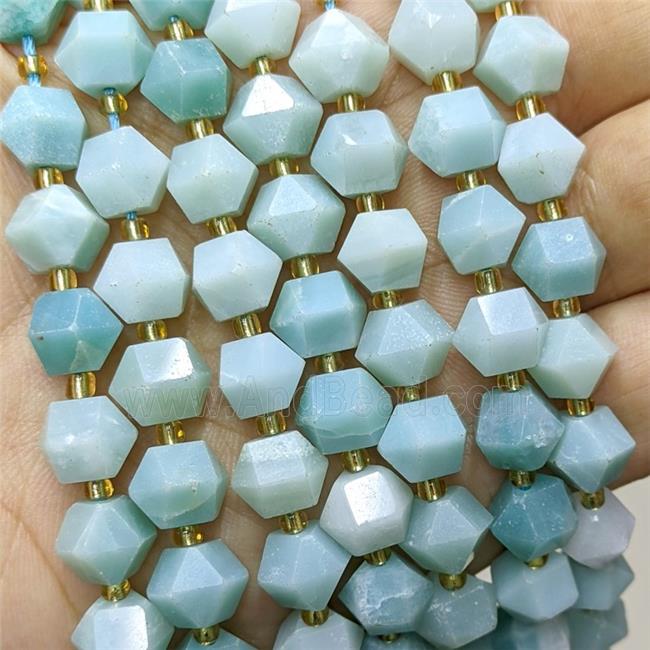 Natural Chinese Blue Amazonite Beads Cutted Bicone