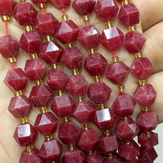 Red Jade Beads Dye Cutted Bicone