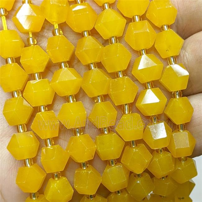 Yellow Jade Beads Cutted Bicone Dye