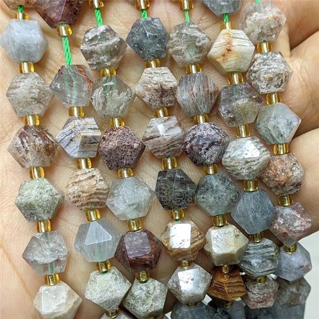 Natural Chlorite Quartz Beads Cutted Bicone