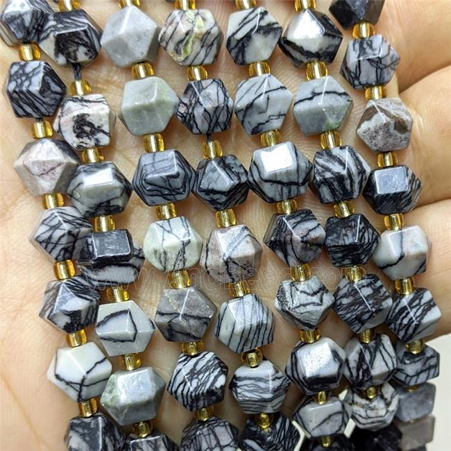 Natural Silk Jasper Beads Cutted Bicone