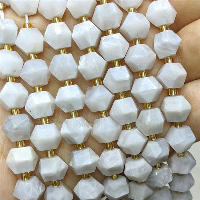 Natural White Crazy Lace Agate Beads Cutted Bicone