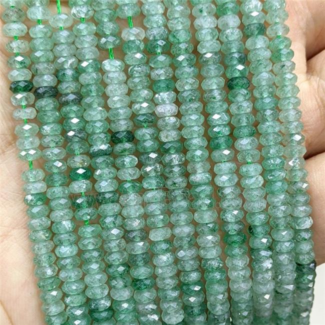 Green Strawberry Quartz Beads Faceted Rondelle