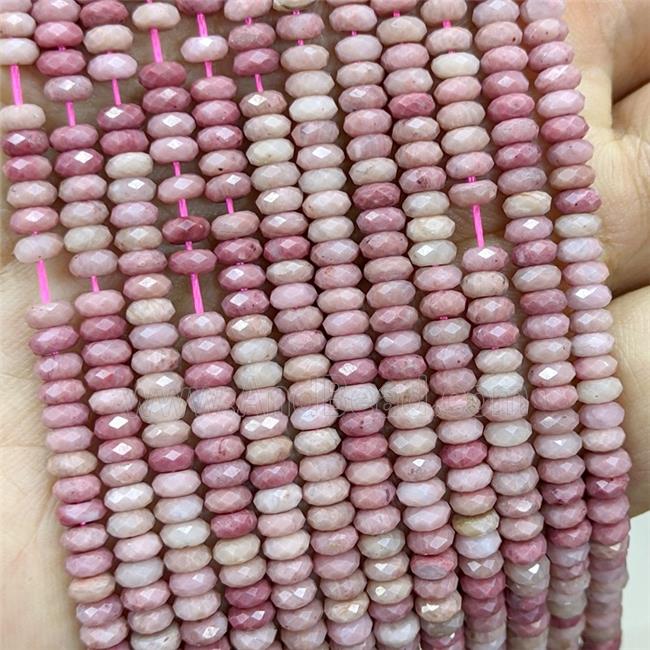 Pink Wood Lace Jasper Beads Faceted Rondelle