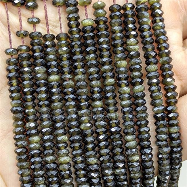 Golden Obsidian Beads Faceted Rondelle