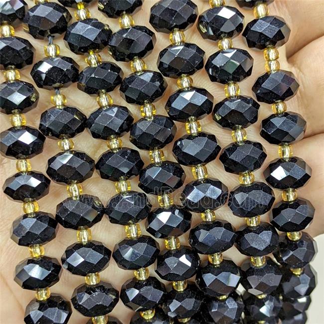 Black Agate Beads Faceted Rondelle Dye