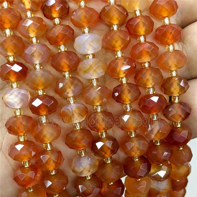 Red Agate Beads Faceted Rondelle Dye