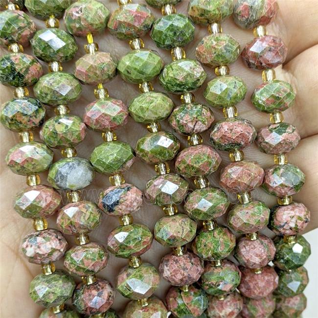 Natural Unakite Beads Faceted Rondelle