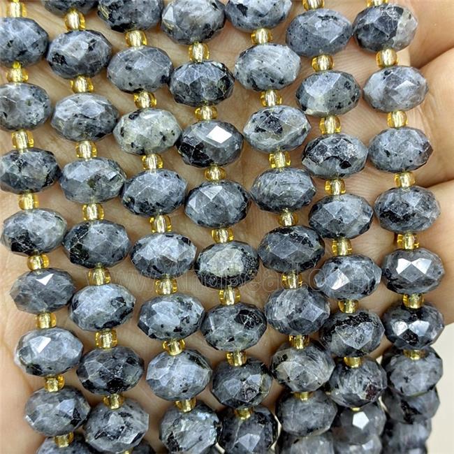 Natural Black Labradorite Beads Faceted Rondele