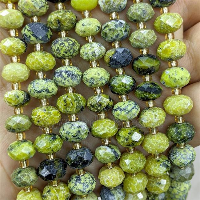 Chinese Yellow Turquoise Beads Faceted Rondelle