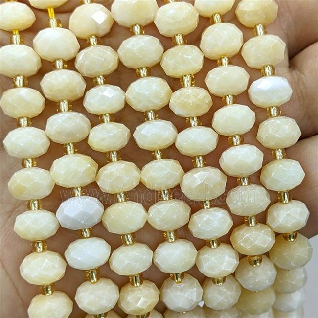 Yellow Honey Jade Beads Faceted Rondelle