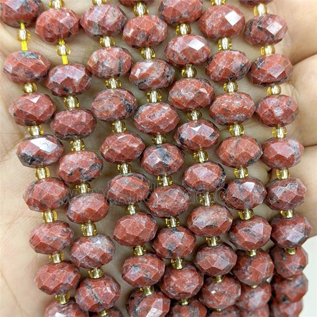 Red Sesame Jasper Beads Faceted Rondelle