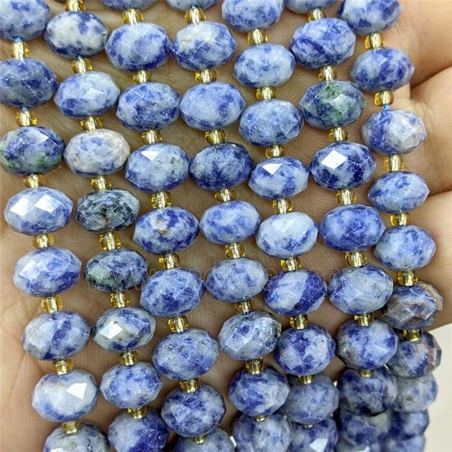 Natural Blue Dalmatian Jasper Beads Faceted Rondelle