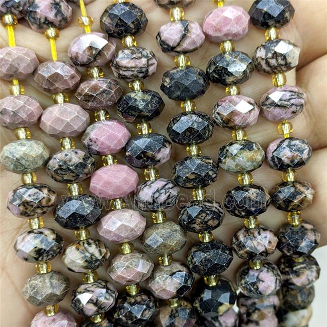 Natural Chinese Rhodonite Beads Faceted Rondelle