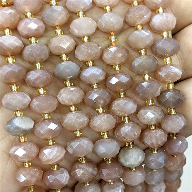 Natural Peach Sunstone Beads Faceted Rondelle