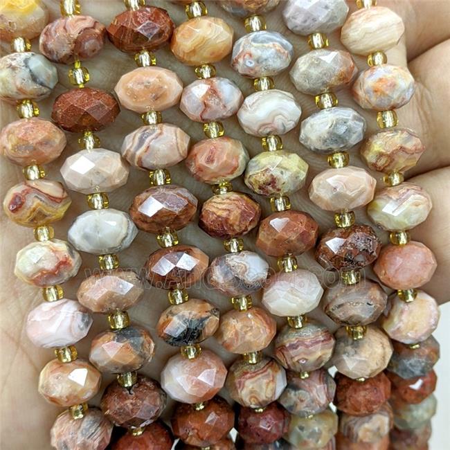 Natural Red Crazy Lace Agate Beads Faceted Rondelle