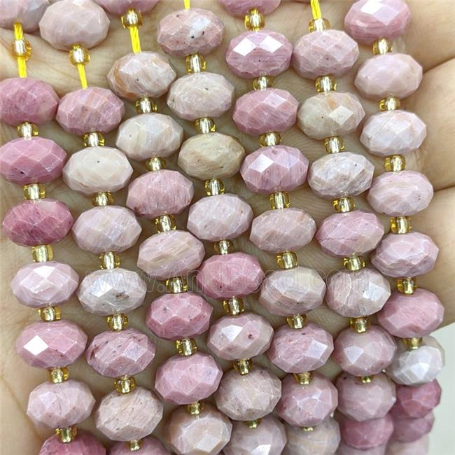 Natural Pink Wood Lace Jasper Beads Faceted Rondelle