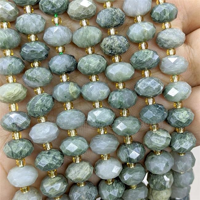 Green Actinolite Beads Faceted Rondelle