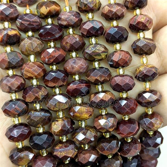 Red Tiger Eye Stone Beads Faceted Rondelle