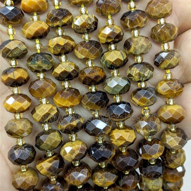 Natural Tiger Eye Stone Beads Faceted Rondelle