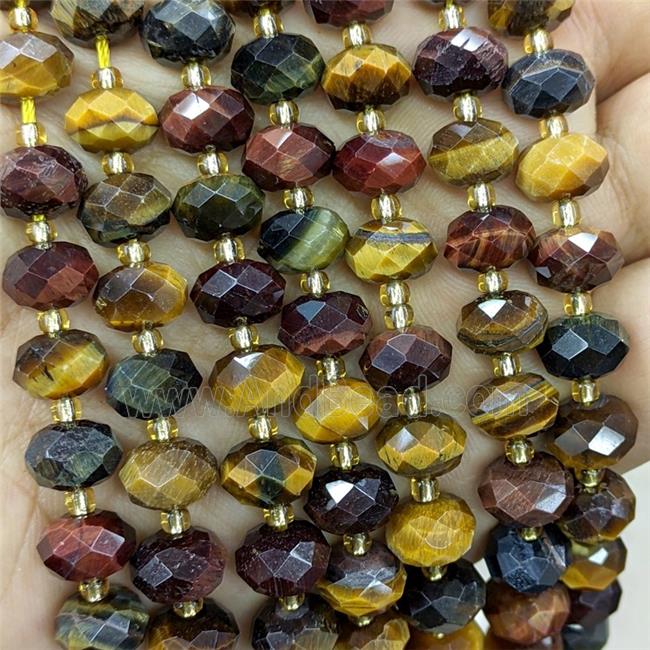 Tiger Eye Stoen Beads Faceted Rondelle Multicolor