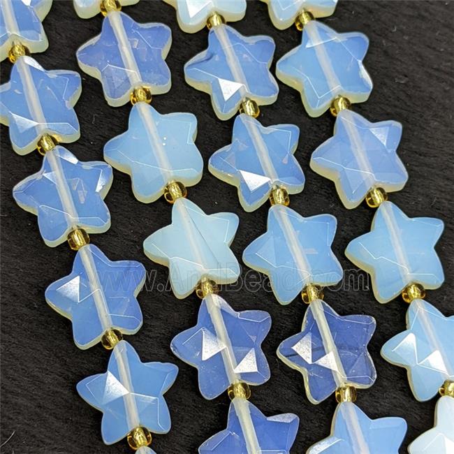 White Opalite Star Beads Faceted