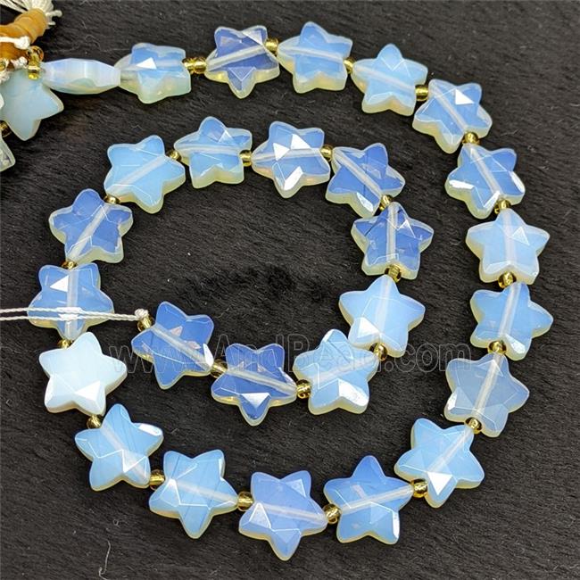 White Opalite Star Beads Faceted