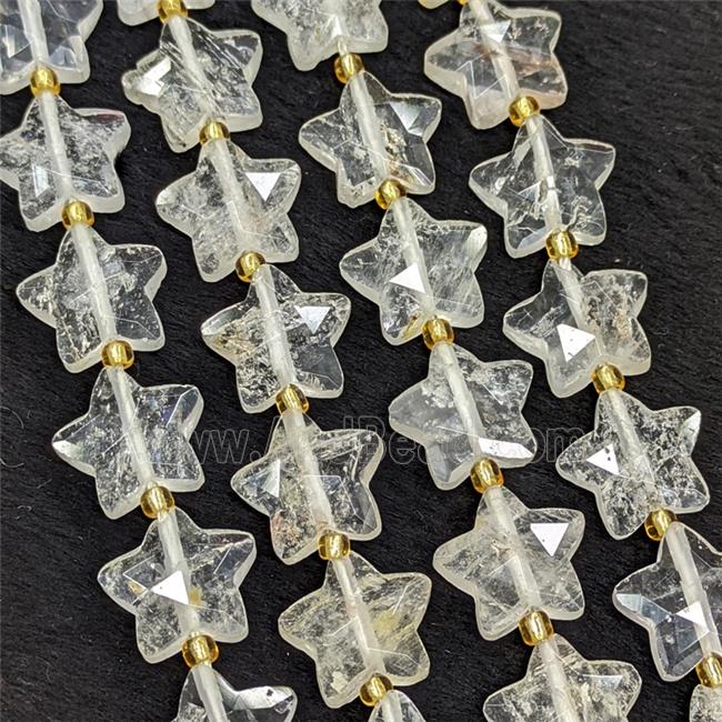 Natural Clear Quartz Star Beads Faceted