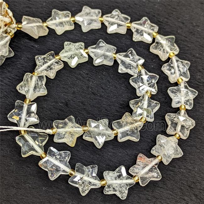 Natural Clear Quartz Star Beads Faceted