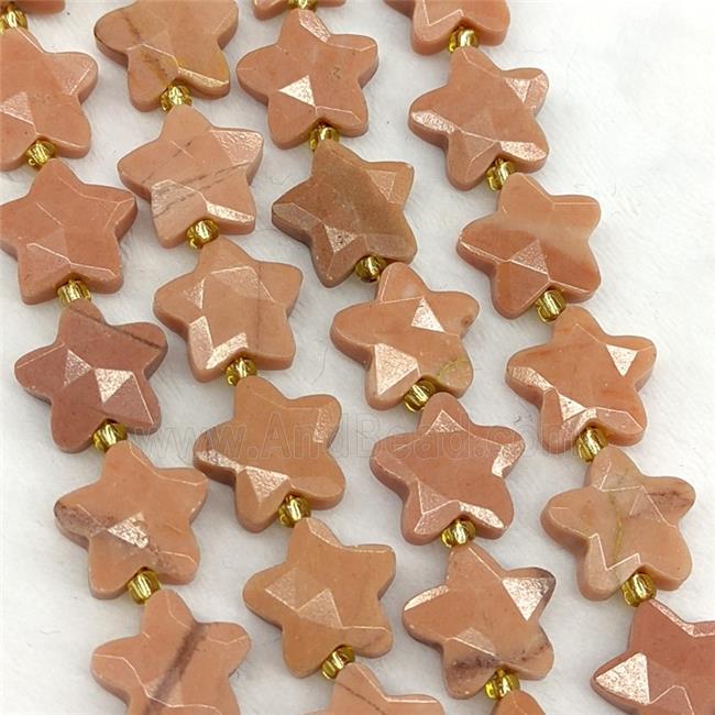 Peach Jade Star Beads Dye Faceted