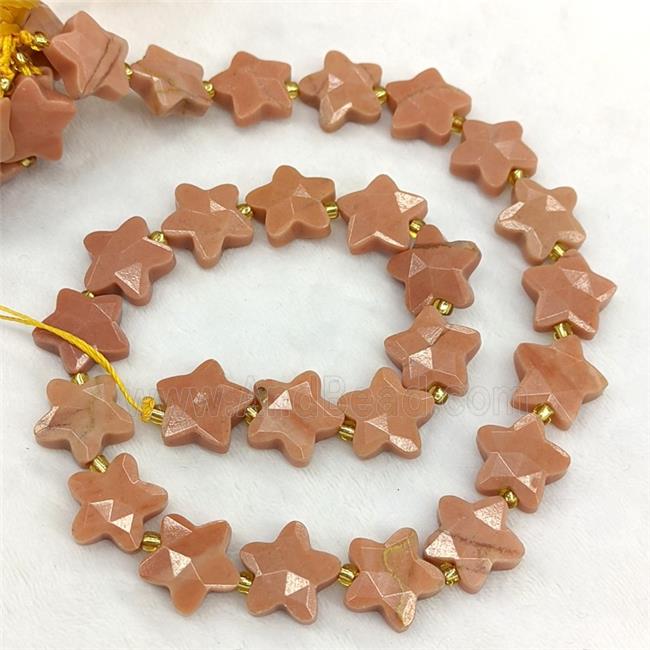 Peach Jade Star Beads Dye Faceted