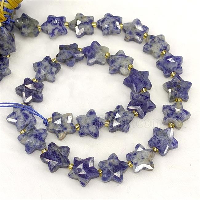 Blue Dalmatian Jasper Star Beads Faceted