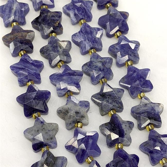 Natural Blue Sodalite Star Beads Faceted