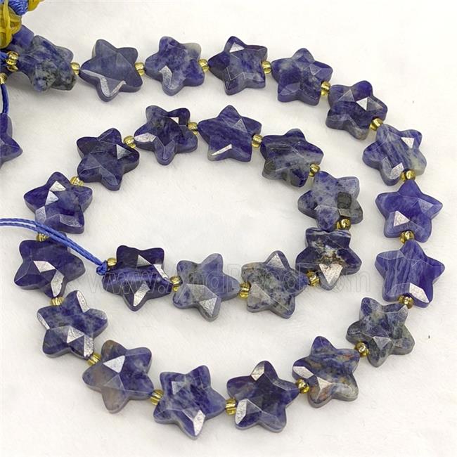 Natural Blue Sodalite Star Beads Faceted