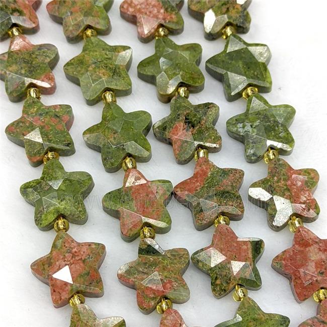 Natural Unakite Star Beads Faceted