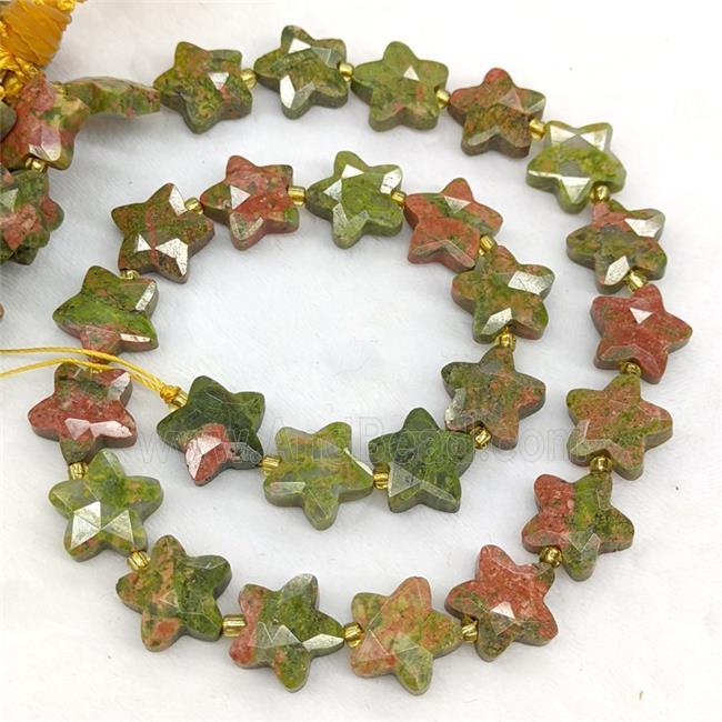 Natural Unakite Star Beads Faceted