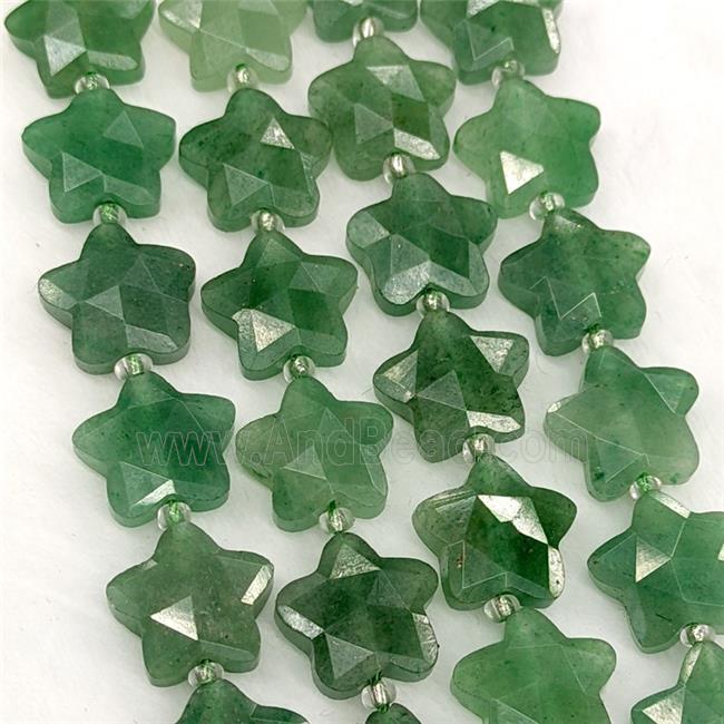 Natural Green Aventurine Star Beads Faceted