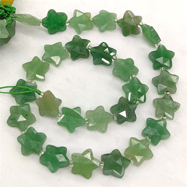 Natural Green Aventurine Star Beads Faceted