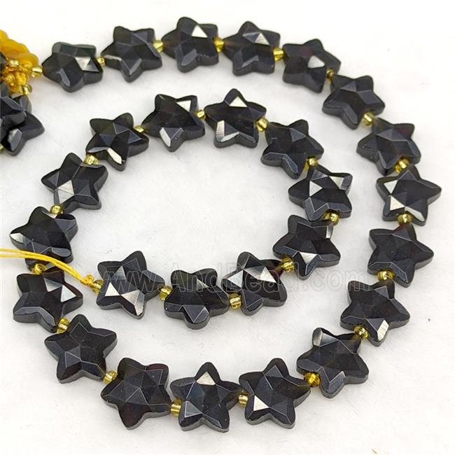Natural Black Obsidian Star Beads Faceted