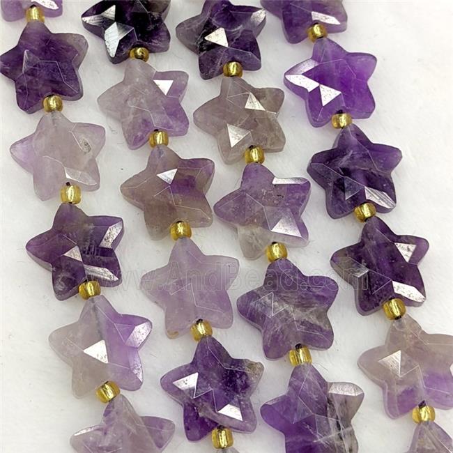 Natural Purple Amethyst Star Beads Faceted
