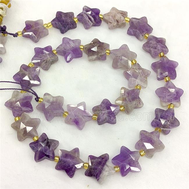 Natural Purple Amethyst Star Beads Faceted