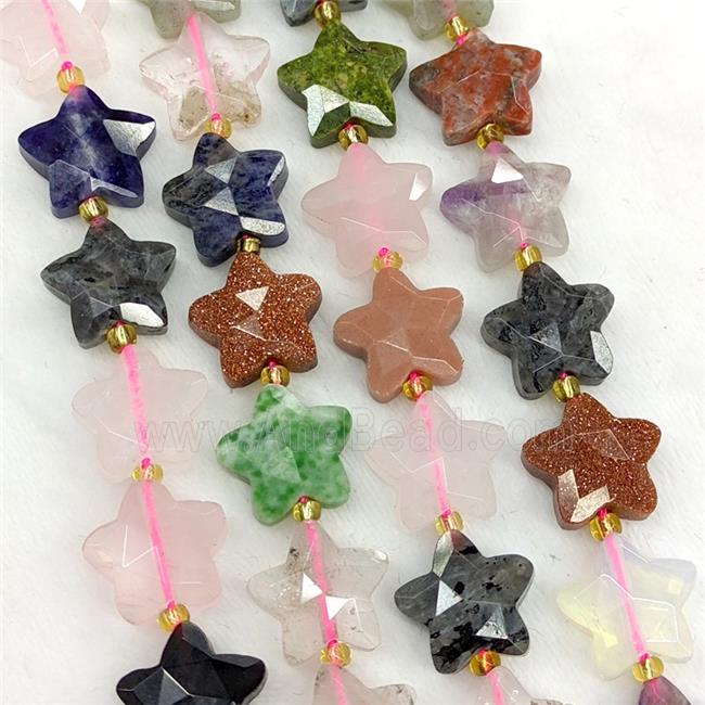 Natural Gemstone Star Beads Faceted Mixed