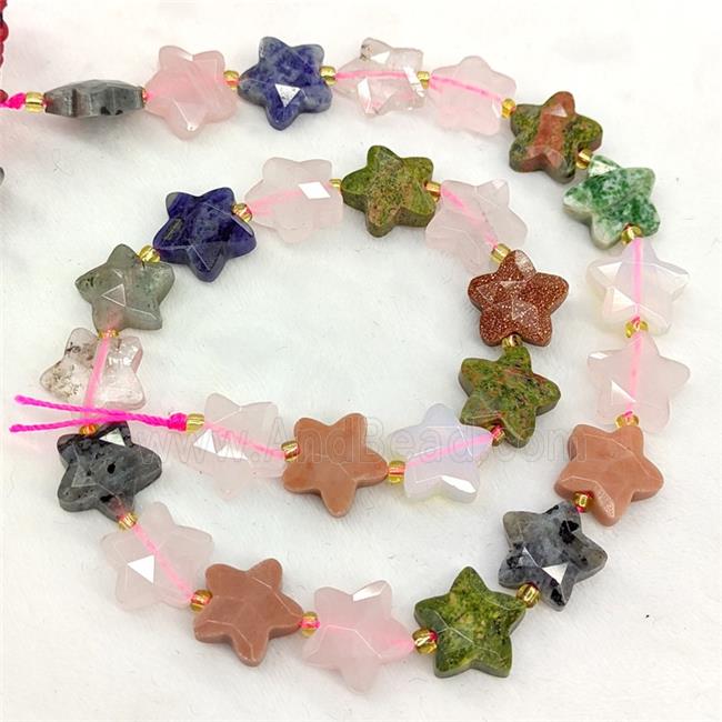 Natural Gemstone Star Beads Faceted Mixed