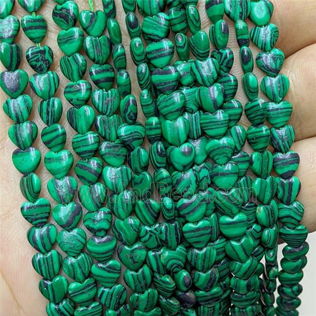 Green Synthetic Malachite Heart Beads