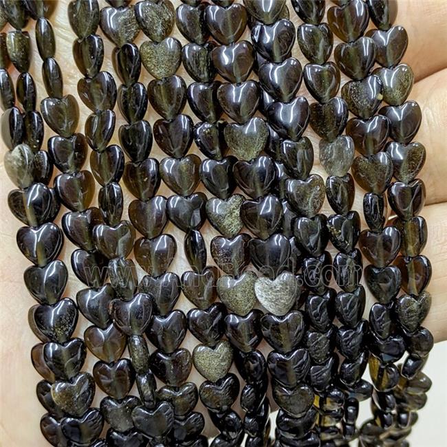 Natural Silver Obsidian Heart Beads