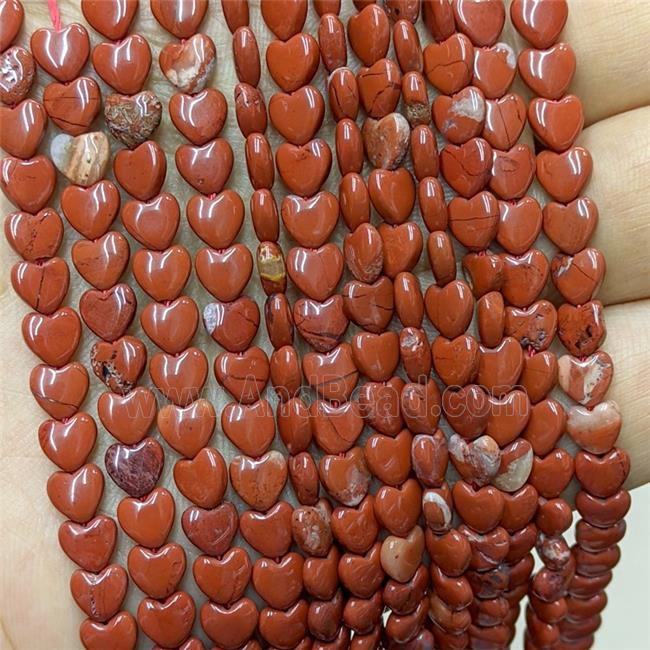 Natural Red Jasper Heart Beads