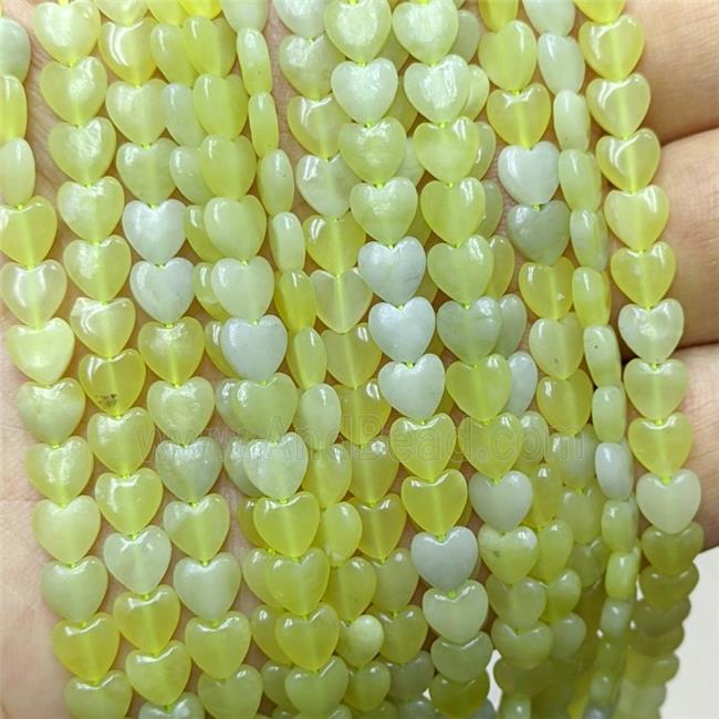 Natural New Mountain Jade Heart Beads Olive