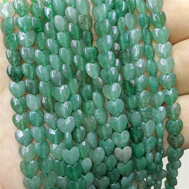 Green Strawberry Quartz Heart Beads